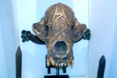 Orangutan skull displayed in a souvenir shop in Bali